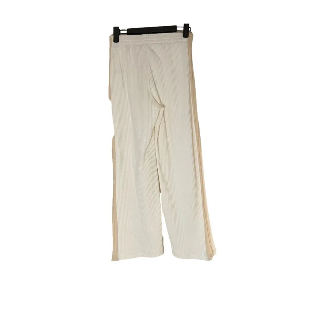 Zara ribbed pants leggings NWT cream w/ beige stripe down outseams 13/14 junior - Picture 2 of 12